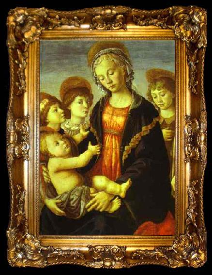 framed  Sandro Botticelli Madonna and Child, Two Angels and the Young St. John the Baptist, ta009-2